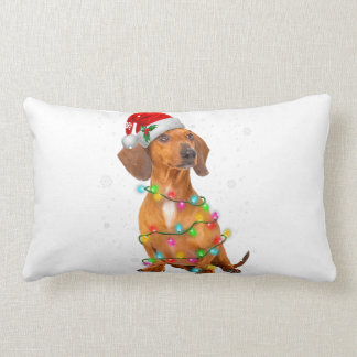 Dachshund Dogs Tree Christmas Sweater Xmas Gifts P Lumbar Pillow