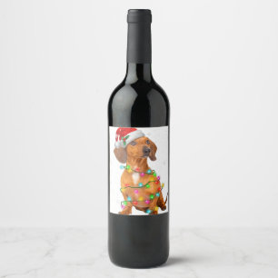 Dachshund Dogs Tree Christmas Sweater Xmas Gifts P Wine Label