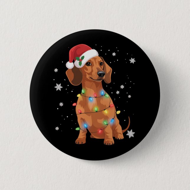 Dachshund Dogs Tree Christmas Xmas Pet Dog  Button (Front)