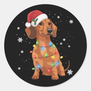Dachshund Dogs Tree Christmas Xmas Pet Dog  Classic Round Sticker
