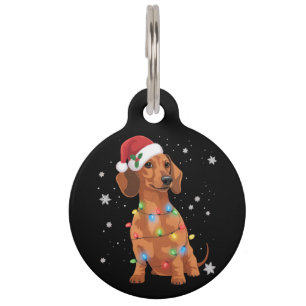 Dachshund Dogs Tree Christmas Xmas Pet Dog ID Tag
