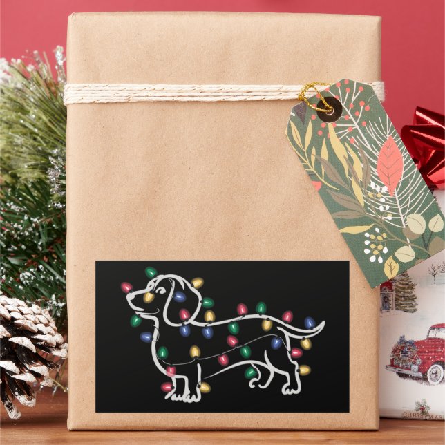 Dachshund Dogs Tree Christmas Xmas Pet Dog  Rectangular Sticker (Holiday)