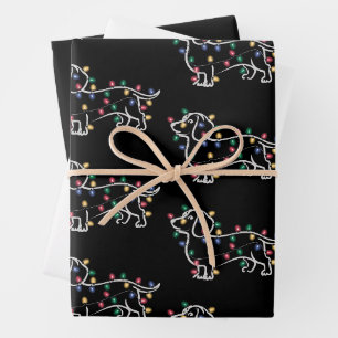 Dachshund Dogs Tree Christmas Xmas Pet Dog Wrapping Paper Sheets