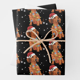 Dachshund Dogs Tree Christmas Xmas Pet Dog Wrapping Paper Sheets