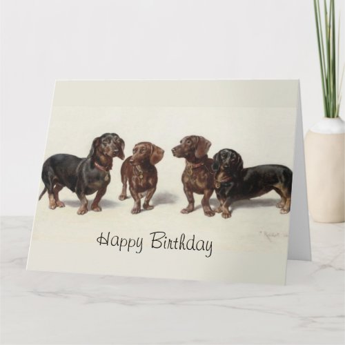 Dachshund dogs vintage art custom birthday card