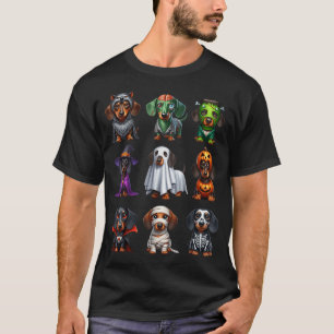 Dachshund Dogs Witch Zombie Mummy Skeleton T-Shirt