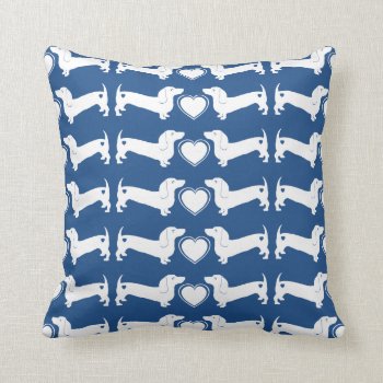 Dachshund Dogs With Heart Pattern Throw Pillow by tshirtmeshirt at Zazzle