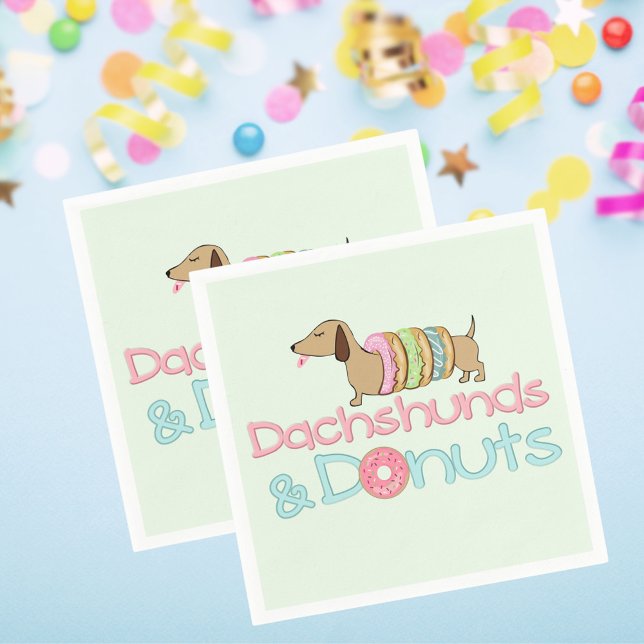 Dachshund & Donuts Birthday Baby Shower Party  Napkins (Dachshund & Donuts Birthday Party Baby Shower Napkins)