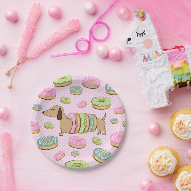 Dachshund & Donuts Party Paper Plates Birthday (Party)