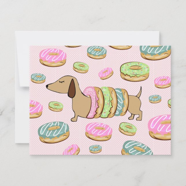 Dachshund & Donuts Party Stickers & Decor Invitation (Front)