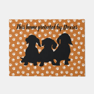 Dachshund Door Mat Silhouette Doxies Butterscotch