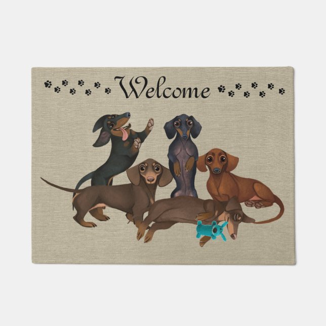 Dachshund Door Mat Welcome Mat New Home Decor (Front)
