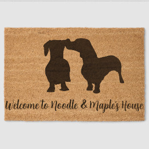 Dachshund Doormat /Housewarming Gift /Family Name  Fiber Doormat
