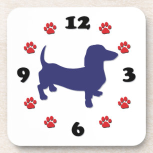 Dachshund Doxie Clock Beverage Coaster