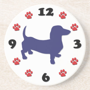 Dachshund Doxie Clock Drink Coaster