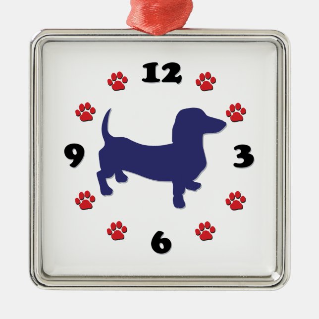 Dachshund Doxie Clock Metal Ornament (Front)
