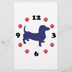 Dachshund Doxie Clock Stationery