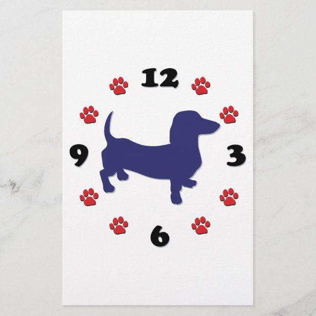 Dachshund Doxie Clock Stationery (Front)