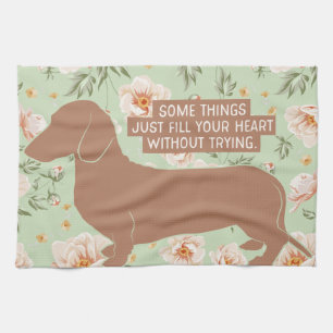 Dachshund Doxie Teckel Lover Illustration Quote Kitchen Towel