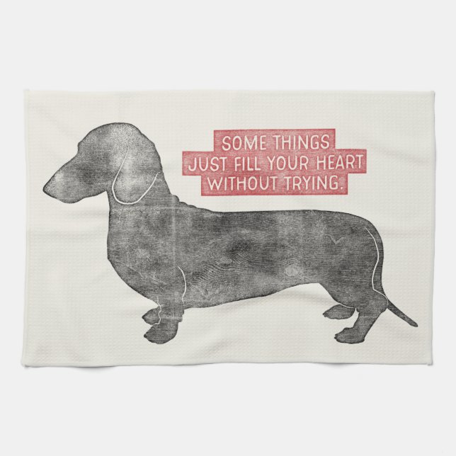 Dachshund Doxie Teckel Lover Illustration Quote Kitchen Towel (Horizontal)