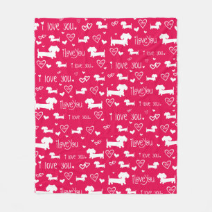 Dachshund Doxie Valentine's Day Hearts Blanket