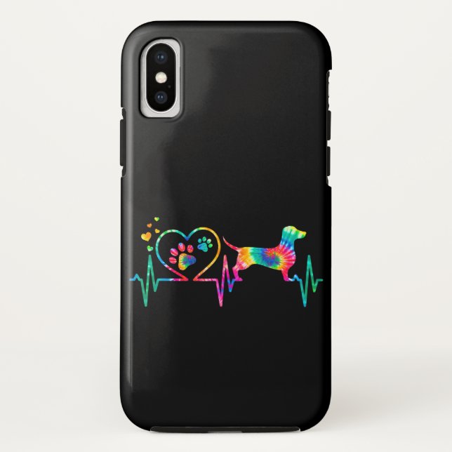 Dachshund Doxie Weenie Mom Dad Heartbeat Gift Case-Mate iPhone Case (Back)