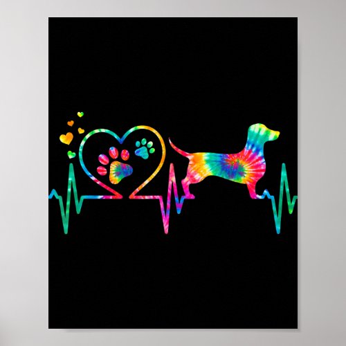 Dachshund Doxie Weenie Mom Dad Heartbeat Gift Poster