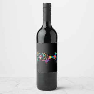 Dachshund Doxie Weenie Mom Dad Heartbeat Gift Wine Label
