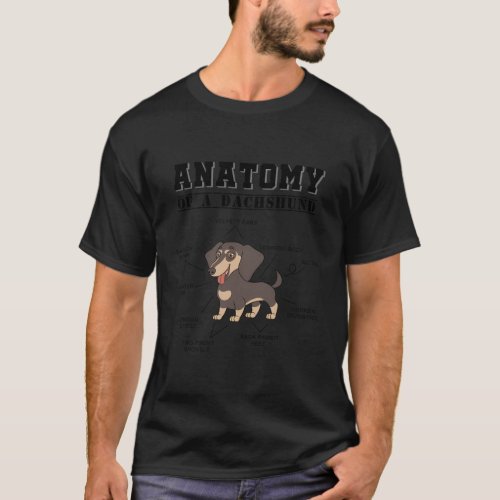 Dachshund Doxie Wiener Anatomy Of A Dachshund T_Shirt