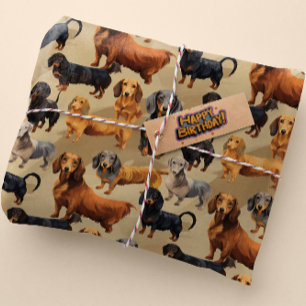 Dachshund Dreams...Lively seamless pattern Wrapping Paper