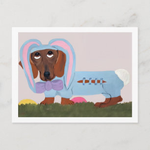 Dachshund Easter Bunny Card