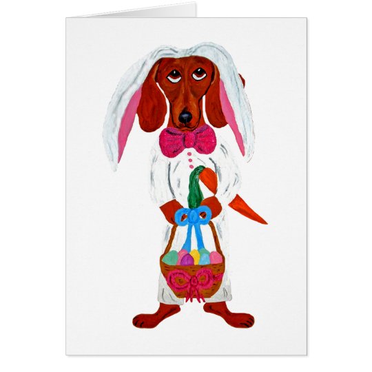 Dachshund Easter Bunny Card