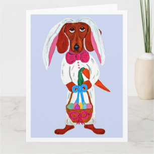 Dachshund Easter Bunny Card