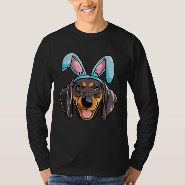 Dachshund Easter Bunny Ears  Men Women Dog T-Shirt (Front)