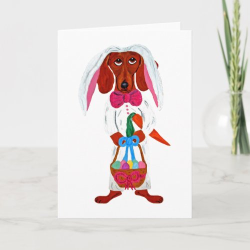 Dachshund Easter Bunny Holiday Card