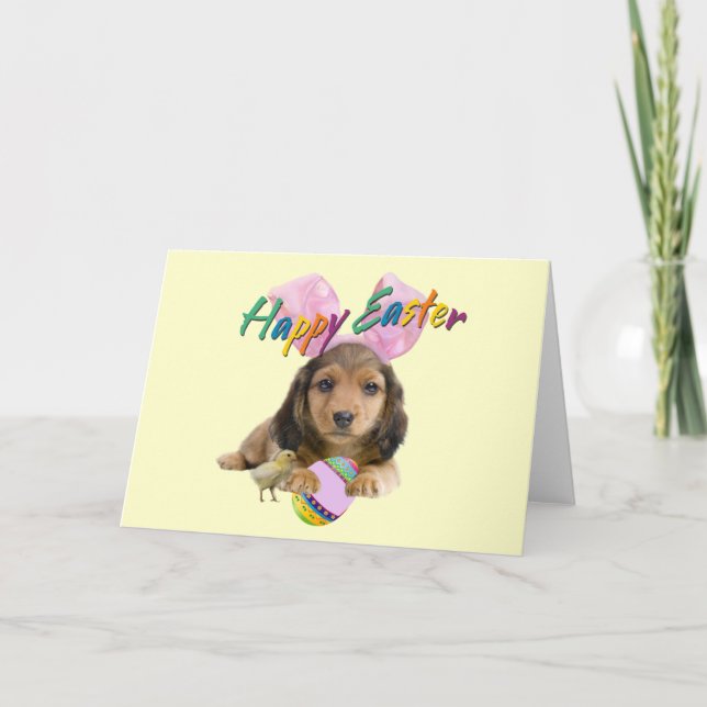 Dachshund Easter Bunny Holiday Card (Front)