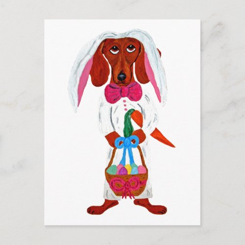 Dachshund Easter Bunny Holiday Postcard