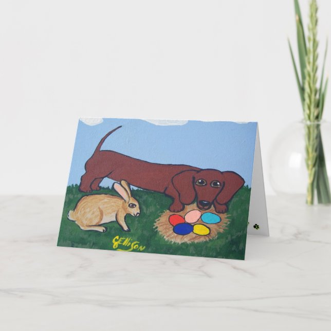 Dachshund Easter Egg Hunt Card (Front)