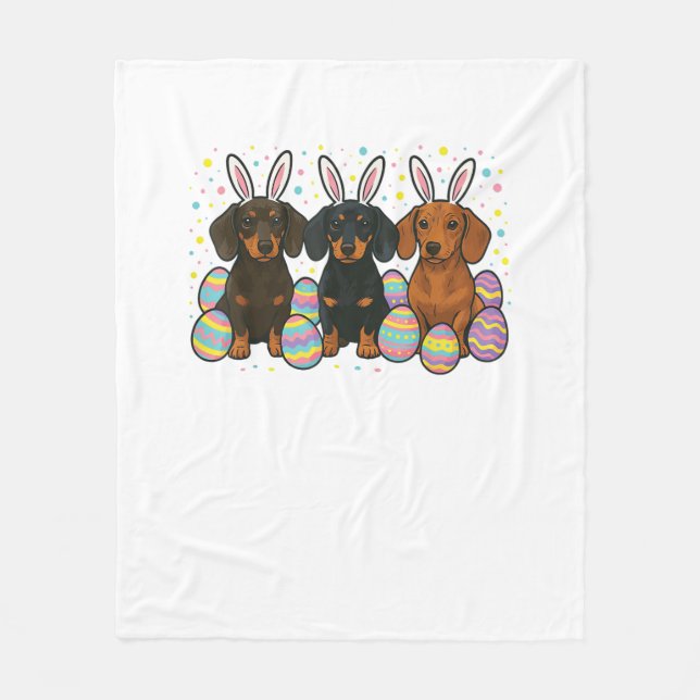 Dachshund Easter T-Shirt Fleece Blanket (Front)