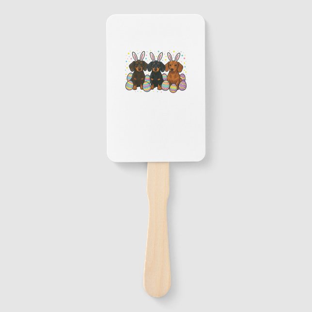 Dachshund Easter T-Shirt Hand Fan (Front)