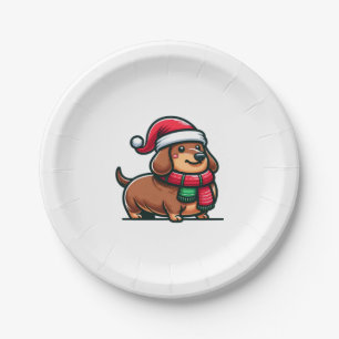 Dachshund Elegance Christmas Anticipation Classic  Paper Plates