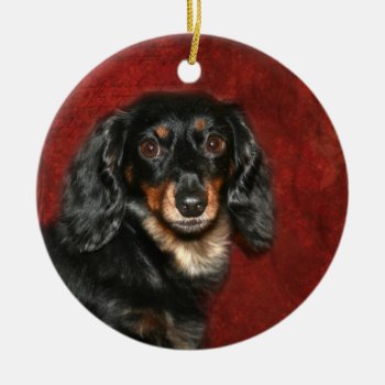 Dachshund Face Ceramic Ornament by deemac1 at Zazzle