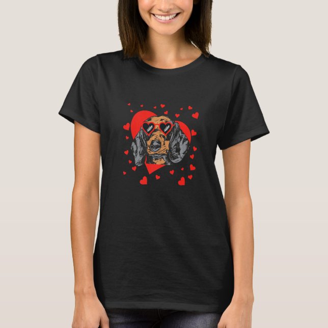Dachshund Face Heart Glasses Valentines Day Pet Do T-Shirt (Front)