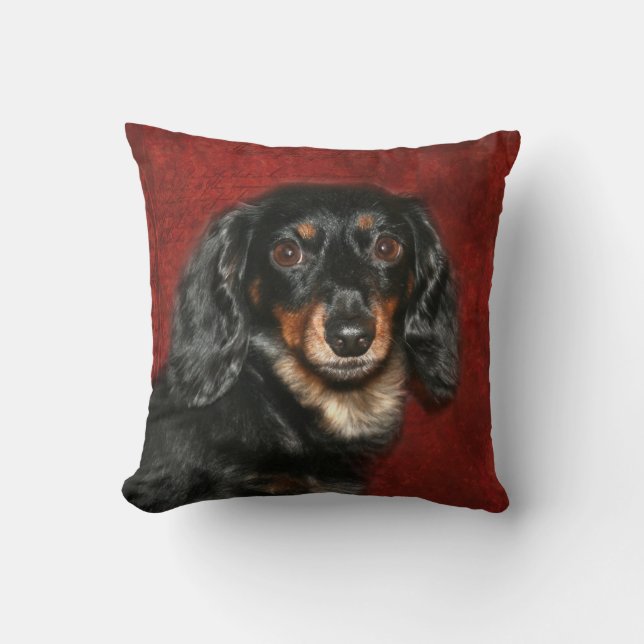 Dachshund face throw pillow (Front)