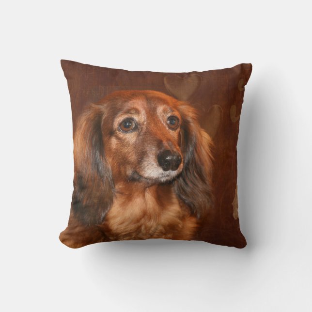 Dachshund face throw pillow (Front)