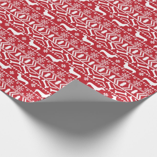 Dachshund Fair Isle Christmas Gift Wrap (Corner)