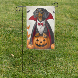  Dachshund Fall Halloween Vampire  Garden Flag