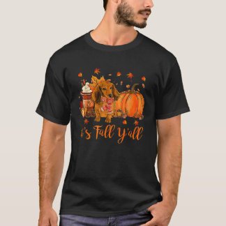 Dachshund Fall Scarf Dogs Autumn Leaves Pumpkin Sp T-Shirt