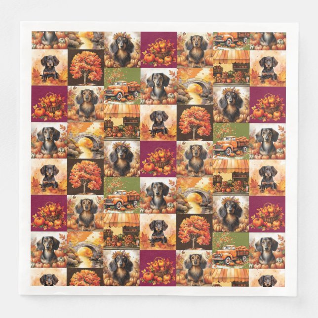 Dachshund Fall Vibe Paper Dinner Napkins (Front)