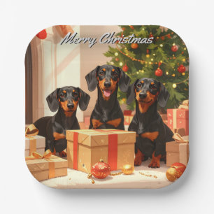 Dachshund Family Christmas Paper Plates